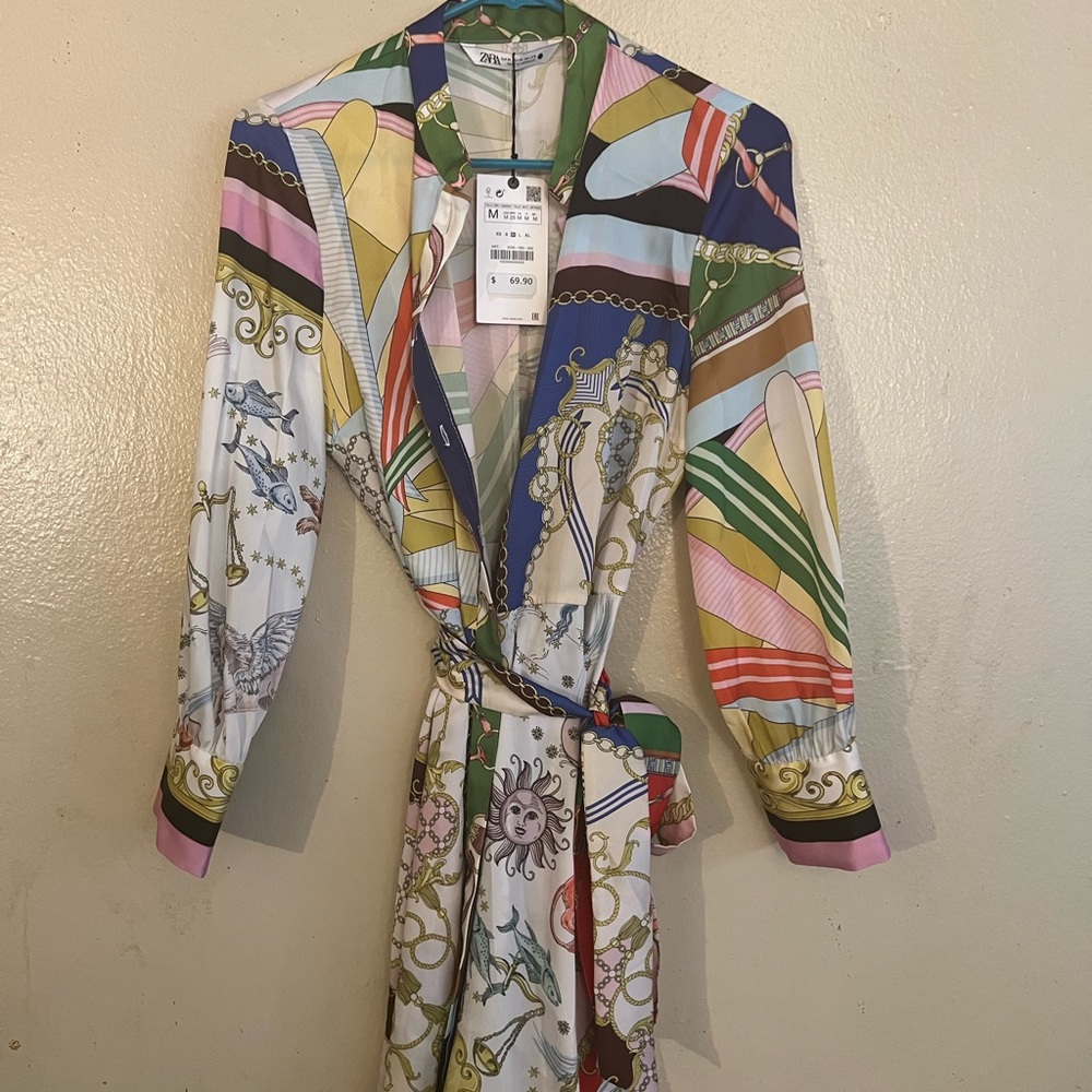 Zara button up dress Size S